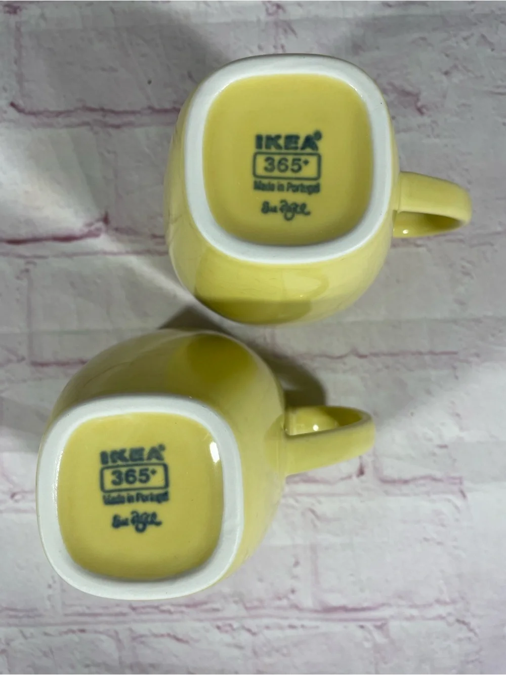 IKEA 365+ Susan Pryke Yellow 10oz Stoneware Mugs Portugal Set of 2